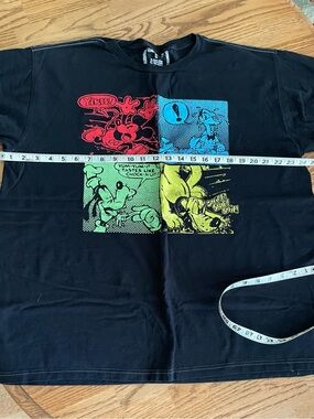 Disney Adults  Black Tee with Red, Blue, Green & Yellow Comic Panels Size XL